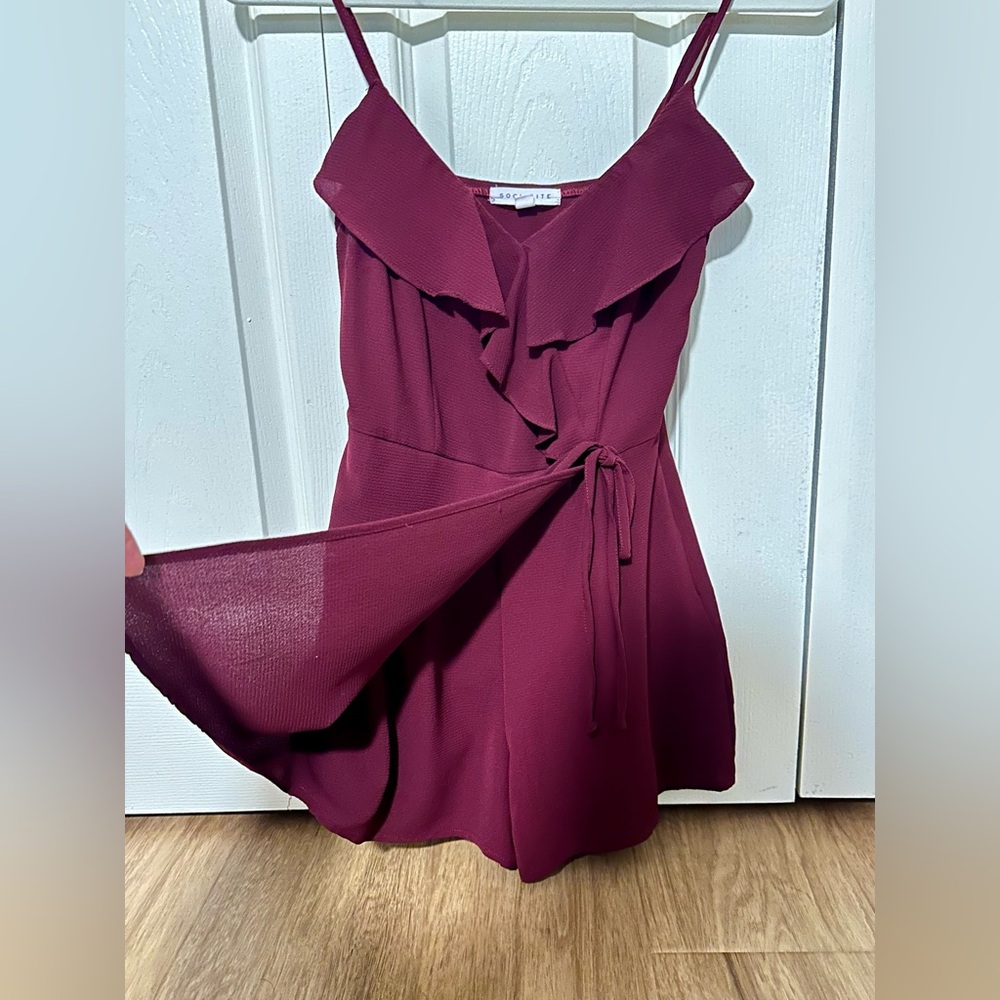 Socialite Burgundy Wrap Romper